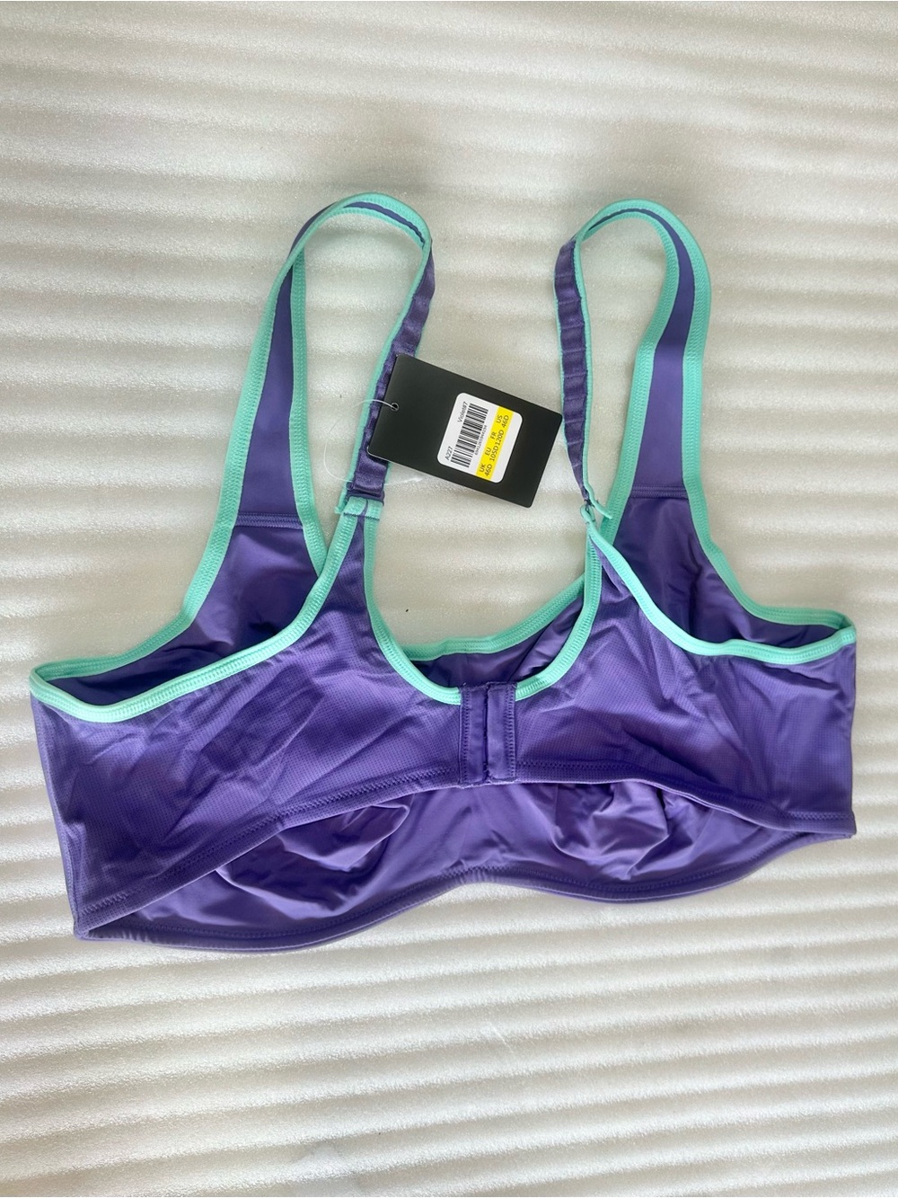Purple Underwire Sports Bra with Mint Trim - Picture 3 of 3